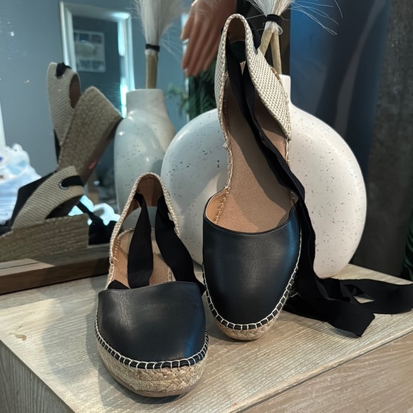 ASOS Black and Cream Espadrille Sandals with Adjustable Ankle Strap - Picture 2 of 5